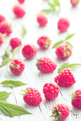 raspberries and leaves