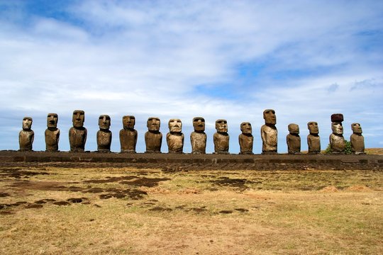 Moai at Ahu Tongariki, Easter Island, Chile