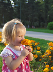 Cute little girl in a park