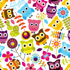 Obraz premium Seamless and Tileable Vector Owl Background Pattern