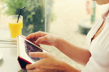 woman with tablet