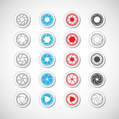 camera shutter icon set, vector eps10