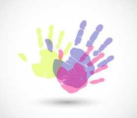 Fototapeta premium Colorful hand prints vector