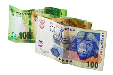 South African Banknotes in Denominations of 10, 20 and 100