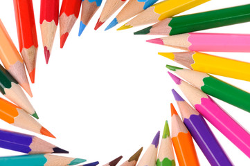 multicolored pencils isolated on white background