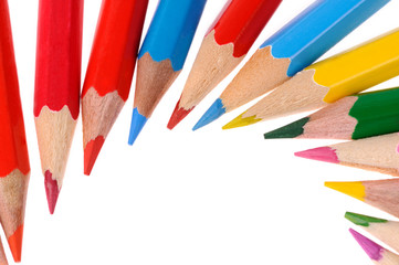 multicolored pencils isolated on white background