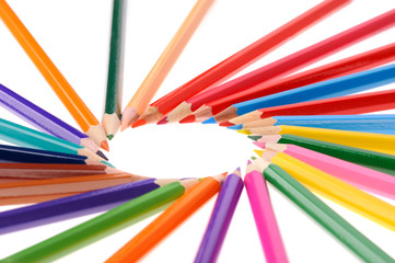 multicolored pencils isolated on white background
