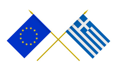 Flags, Greece and European Union