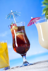 Fresh fruit drink on a beach 