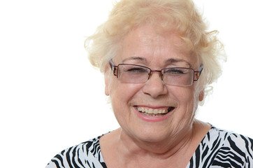 Portrait of old woman isolated on white background