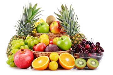 Naklejka na ściany i meble Composition with variety of fresh fruits. Balanced diet