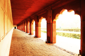 Agra Red Fort, Unesco World Heritage site, built by several Mughal emperors from XV to XVI...