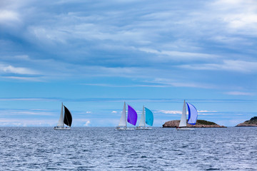 Yacht Regatta at the Adriatic Sea in windy weather