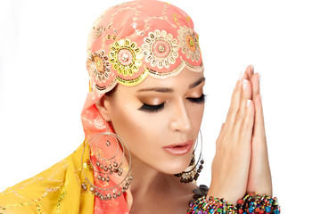 Namaste. Ethnic Woman