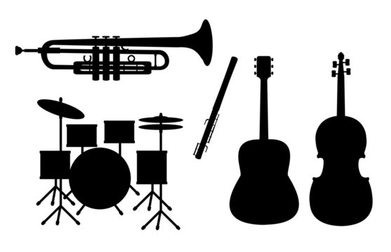 Silhouettes of musical instruments