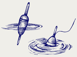 Fishing float. Doodle style - obrazy, fototapety, plakaty