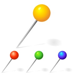 vector set of pins yellow, red and blue colors