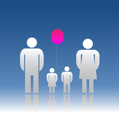 The family and ballon