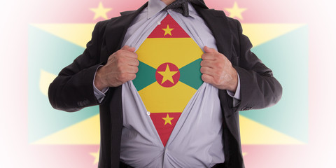 Business man with Grenada flag t-shirt