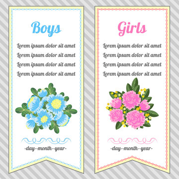 Two vertical invitations for boys and girls