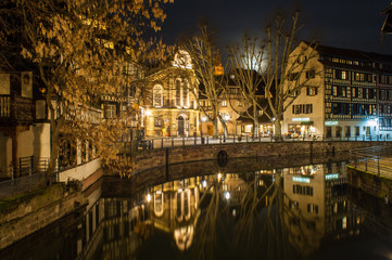 Fototapeta na wymiar Canal in Petite France area, Strasbourg, Alsace - France