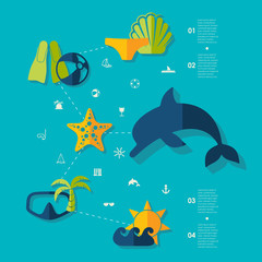 Set of summer tourism icons