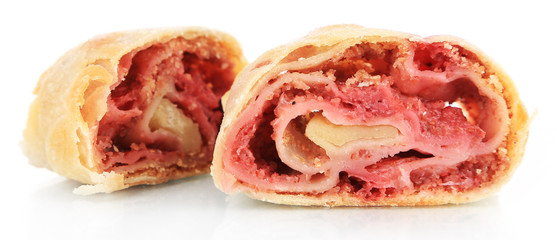 Tasty homemade strudel isolated on white