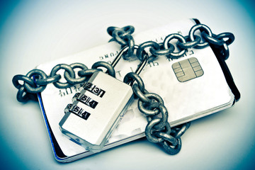 chained credit cards security lock with password