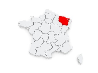 Map of Lorraine. France.