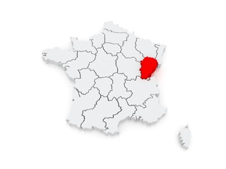 Map of Franche-Comte. France.