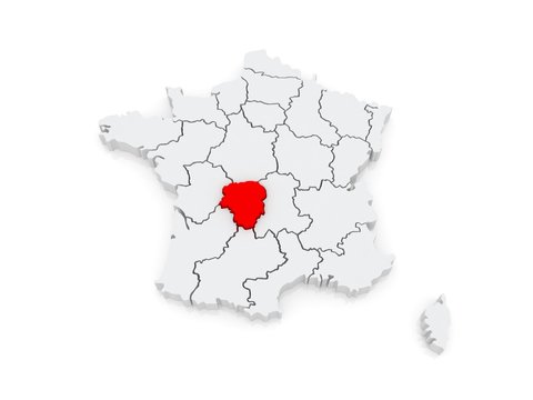Map of Limousin. France.
