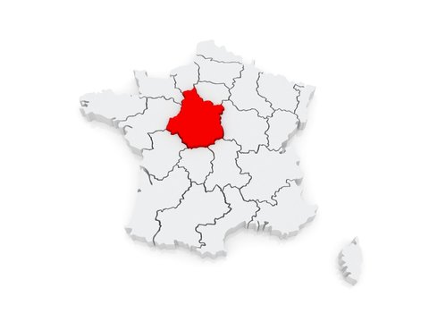 Map of Centre (French region). France.