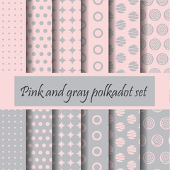 pink and gray polka dot