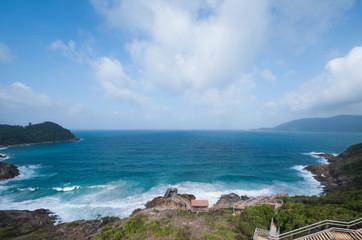 Ocean view and clouds with heavy waves on Perhentian Island