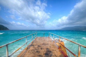 Ocean view and clouds on the bridge with waves