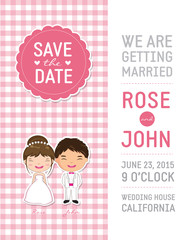 Cute pink Wedding Invitation template card