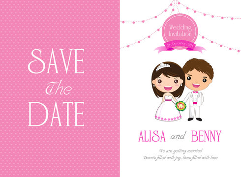 Wedding Invitation card Template Cartoon - vector illustration