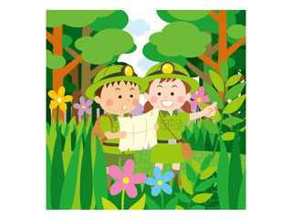 Obraz premium 子供探検隊_イラスト