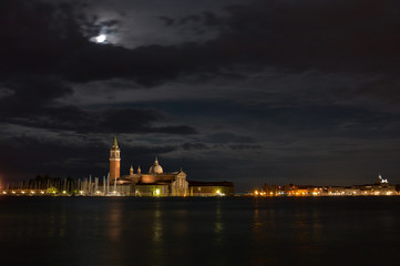 Fototapeta na wymiar The streets of Venice Long exposure By Night.