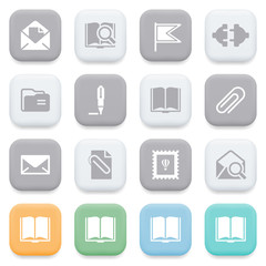 Email icons on color buttons.