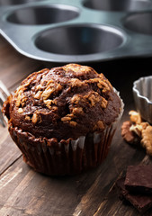 Chocolate muffin close-up