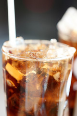Ice cola drinks in glass.
