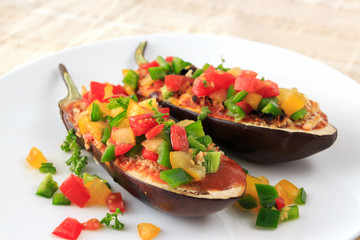 Stuffed eggplant food for vegetarian