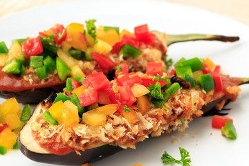 Stuffed eggplant food for vegetarian