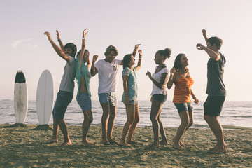 Group of Friends Having a Party on the Beach