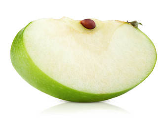 Green apple slice isolated on white background