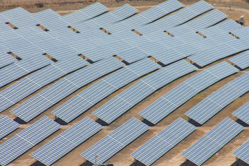 Obraz na płótnie Canvas Aerial of photovoltaic panels