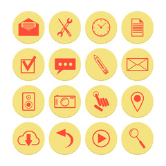 set of yellow icons for web and mobile applications