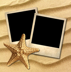 Photo of an old style decorated starfish on a background of sea