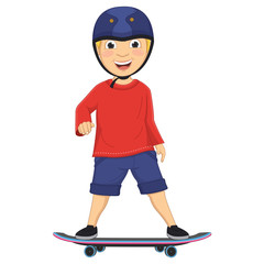 Vector Illustration Of A Boy Skating